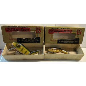 2 Vintage Boxed L&S Bait Fishing Lure W Box Lot #0023 & #1523 Panfish & Bass Mib